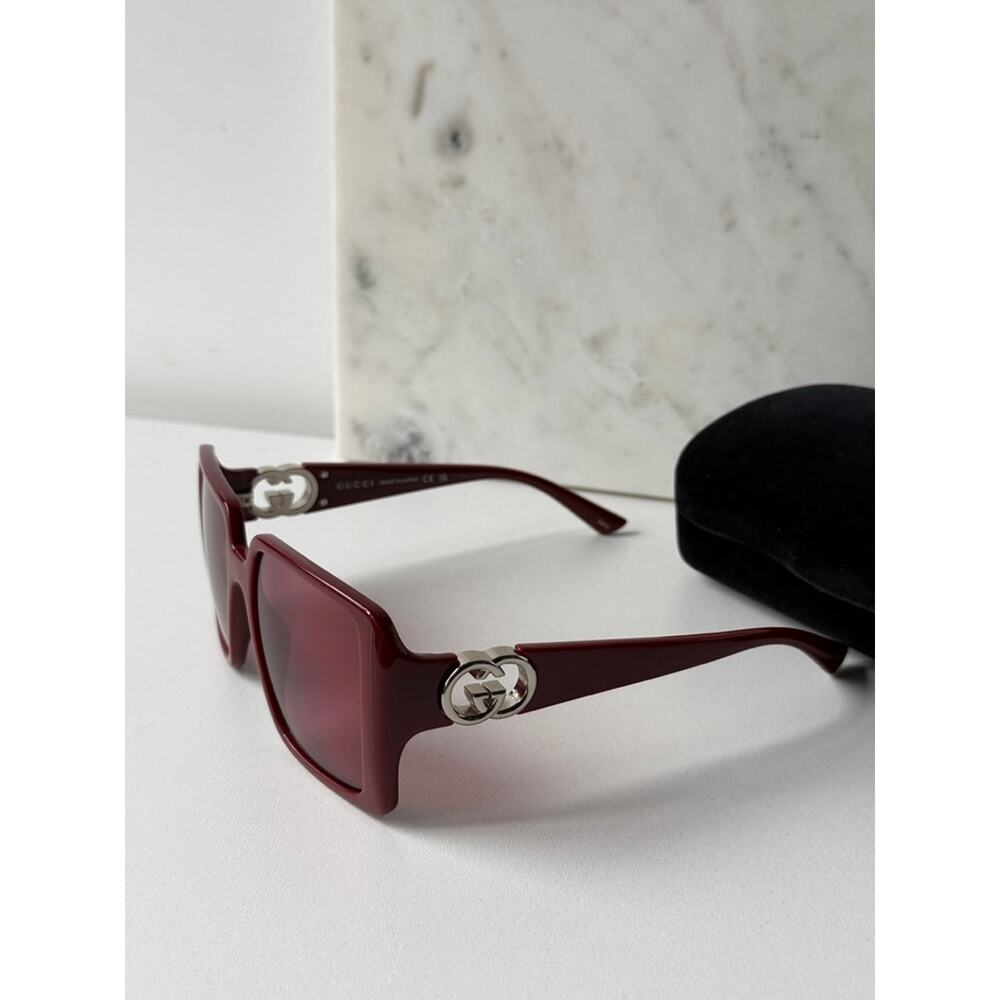 NEW Gucci GG1692SA Burgundy Square Mirror Lens Sunglasses - Picture 3 of 9